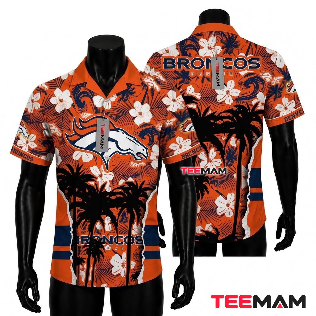 Denver Broncos Hawaiian Shirt Palm Tree Front