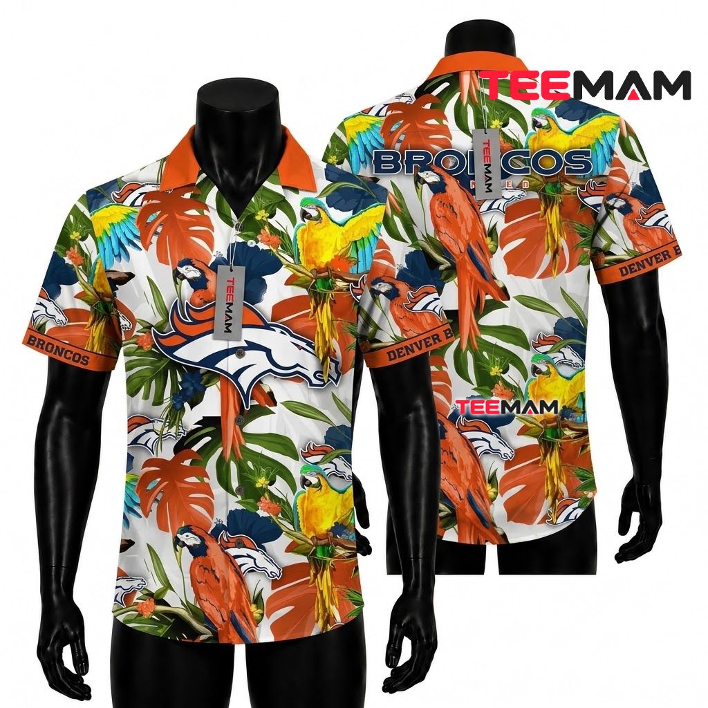 Denver Broncos Hawaiian Shirt Parrot Macaw Front