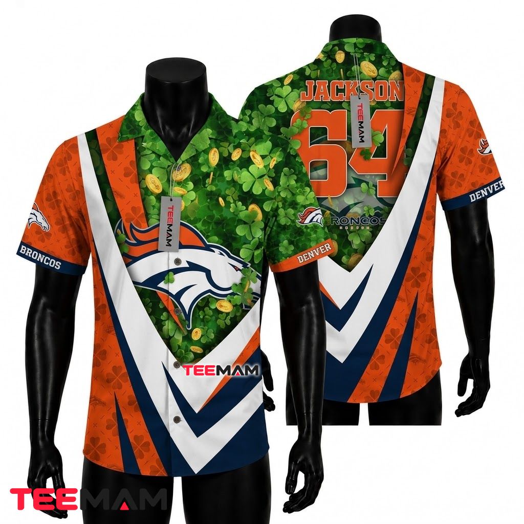 Denver Broncos Hawaiian Shirt Shamrock St. Patrick Front