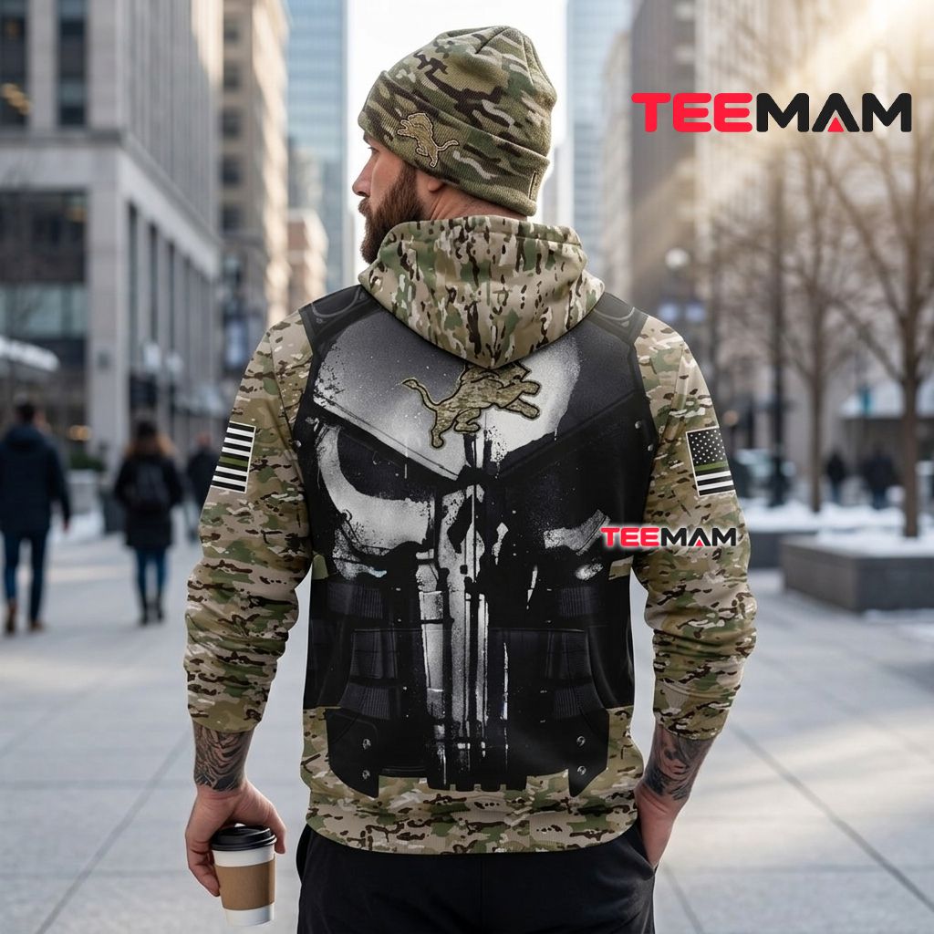 Detroit Lions All Over Print 3D Hoodie Punisher Skull Desert Camo Version 3 Detroit Lions All Over Print 3D Hoodie Punisher Skull Desert Camo Version 3