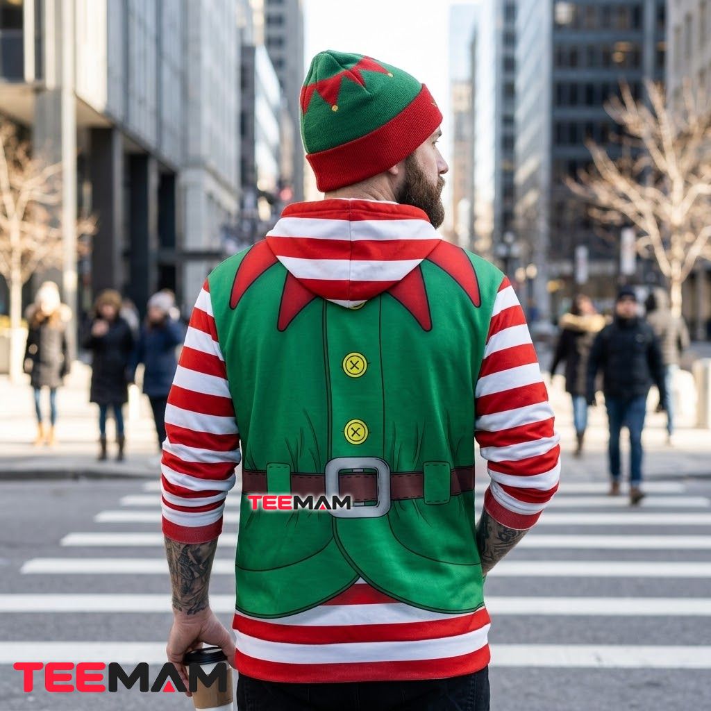 Elf 3D Hoodie Costume Striped Cosplay Version 3 Elf 3D Hoodie Costume Striped Cosplay Version 3