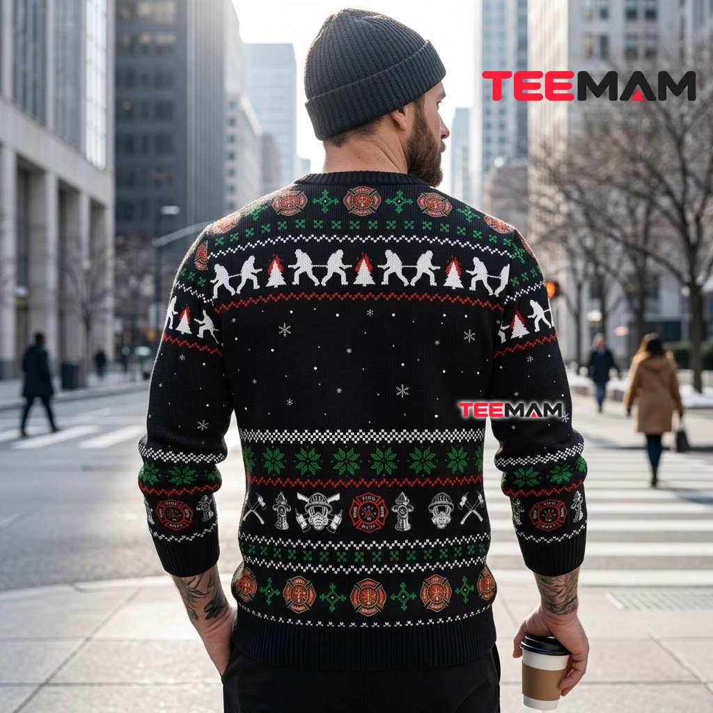Firefighter Ugly Christmas Sweater Fire Truck Santa Version 3 Firefighter Ugly Christmas Sweater Fire Truck Santa Version 3