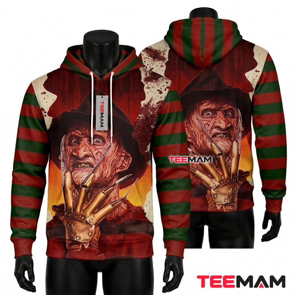 Freddy Krueger 3D Hoodie Halloween Horror Design Front
