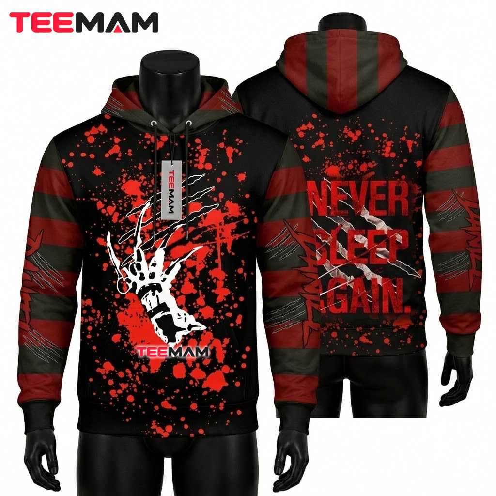 Freddy Krueger 3D Hoodie Never Sleep Again Design Front