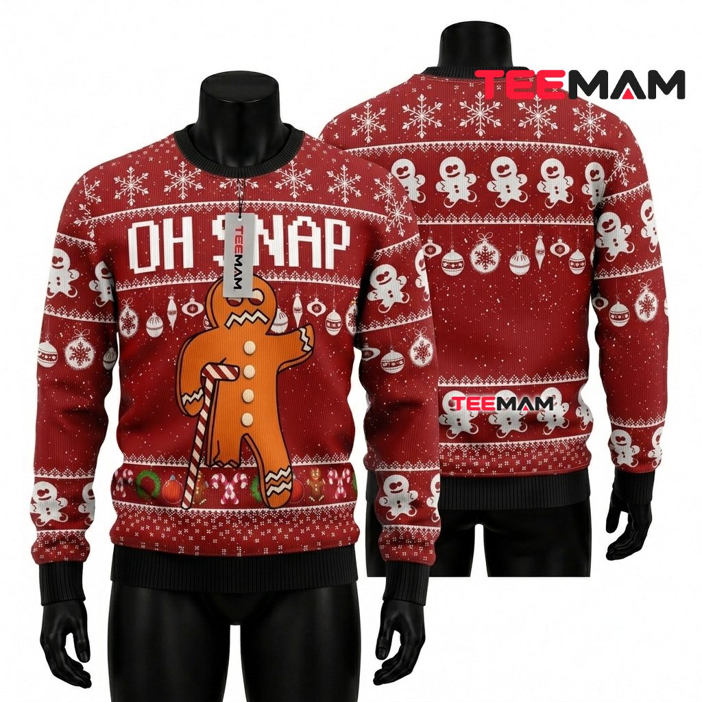 Gingerbread Man Ugly Christmas Sweater Oh Snap Front