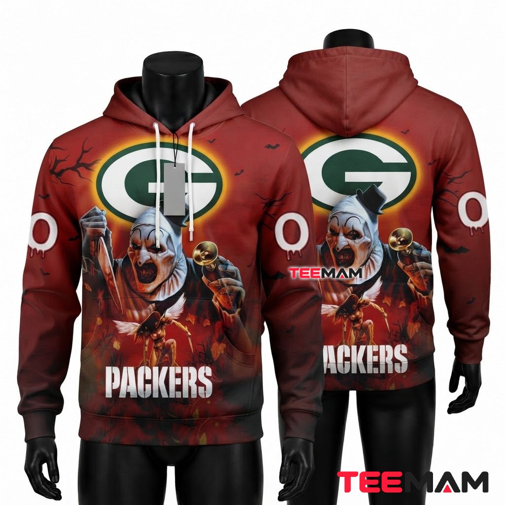 Green Bay Packers 3D Hoodie Art The Clown Terrifier Front