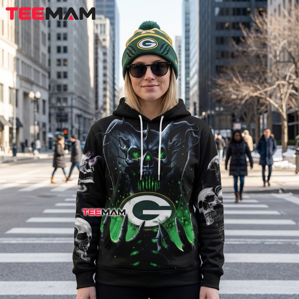 Green Bay Packers 3D Hoodie Dark Demon Claws Logo Back Green Bay Packers 3D Hoodie Dark Demon Claws Logo Back