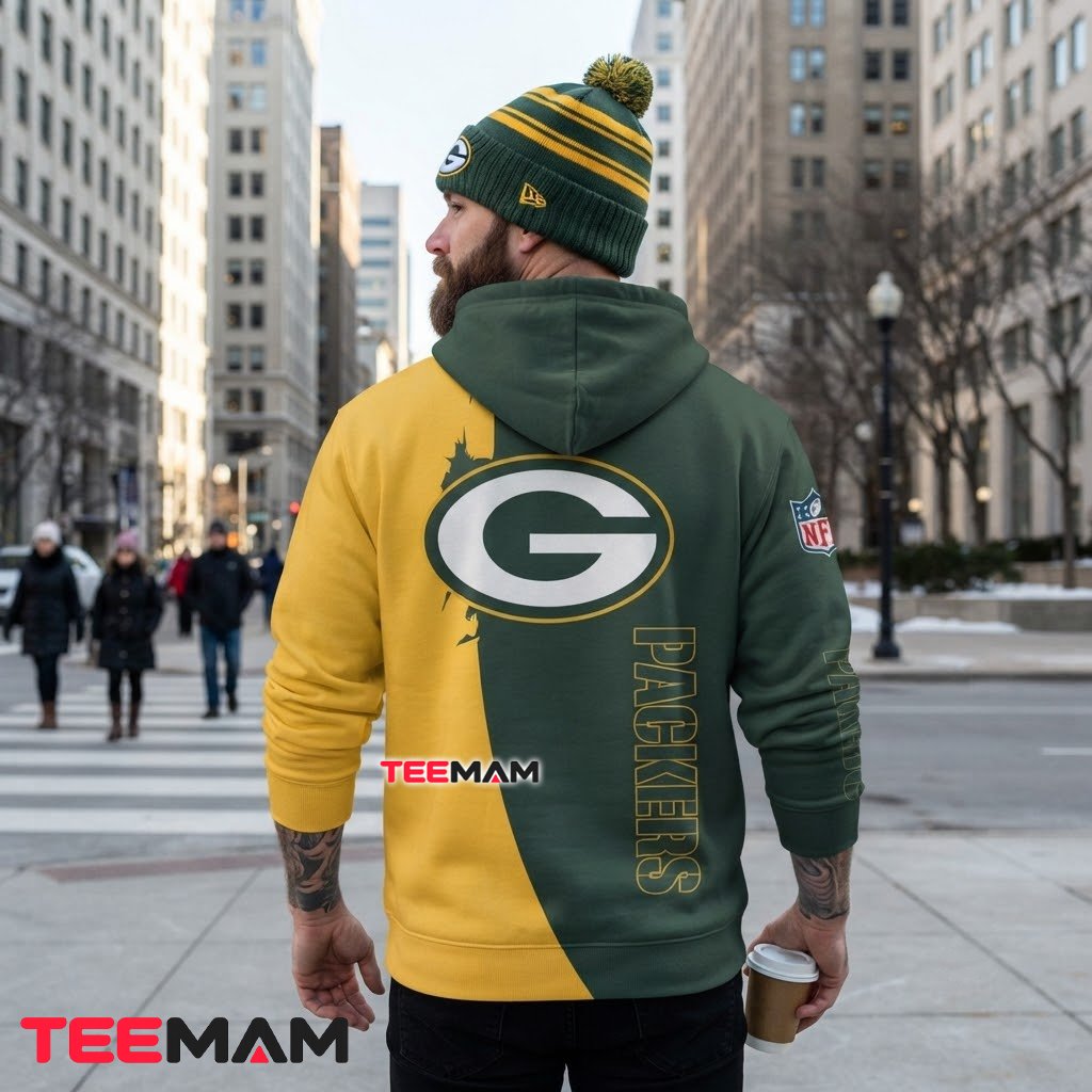 Green Bay Packers 3D Hoodie Eddie Zombie Split Color Version 3 Green Bay Packers 3D Hoodie Eddie Zombie Split Color Version 3