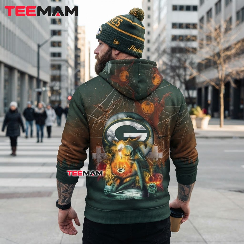 Green Bay Packers 3D Hoodie Flaming Reaper Spider Web Version 3 Green Bay Packers 3D Hoodie Flaming Reaper Spider Web Version 3