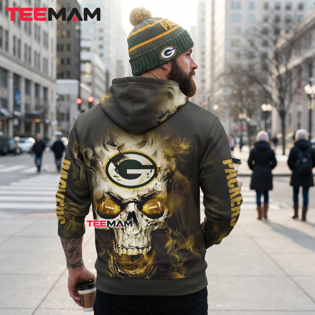 Green Bay Packers 3D Hoodie Football Eyes Skull Smoke Version 3 Green Bay Packers 3D Hoodie Football Eyes Skull Smoke Version 3