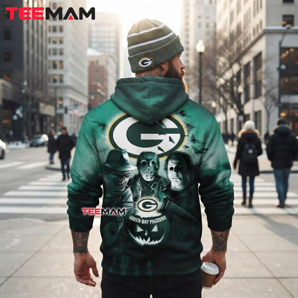 Green Bay Packers 3D Hoodie Freddy Jason Michael Halloween Version 3 Green Bay Packers 3D Hoodie Freddy Jason Michael Halloween Version 3
