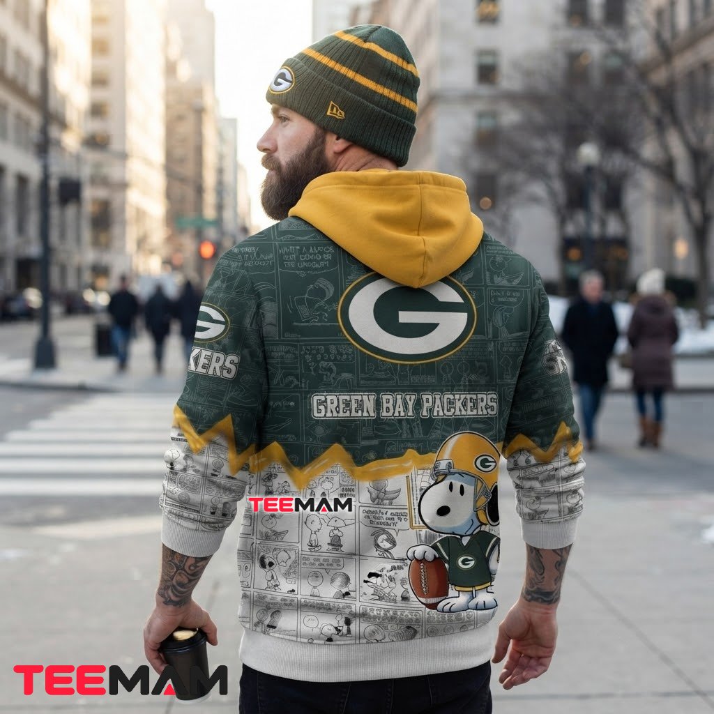 Green Bay Packers 3D Hoodie Snoopy Comic Strip Version 3 Green Bay Packers 3D Hoodie Snoopy Comic Strip Version 3