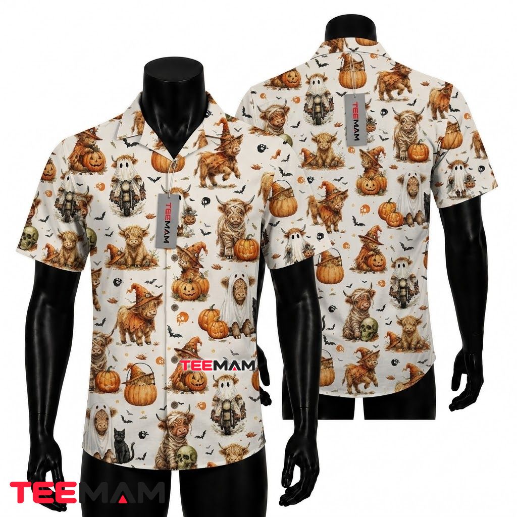 Highland Cow Halloween Hawaiian Shirt