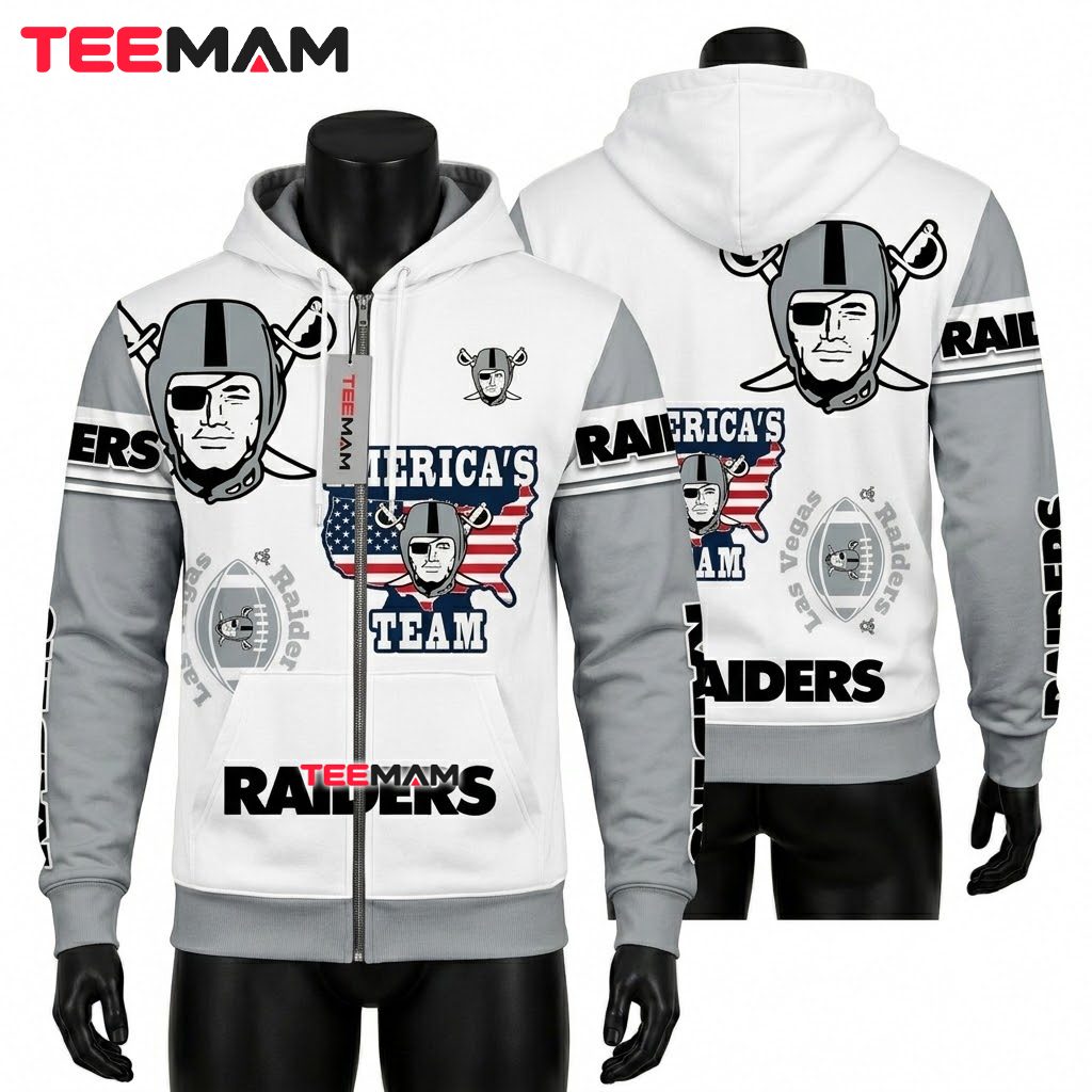 Las Vegas Raiders 3D Hoodie America's Team USA Map Front