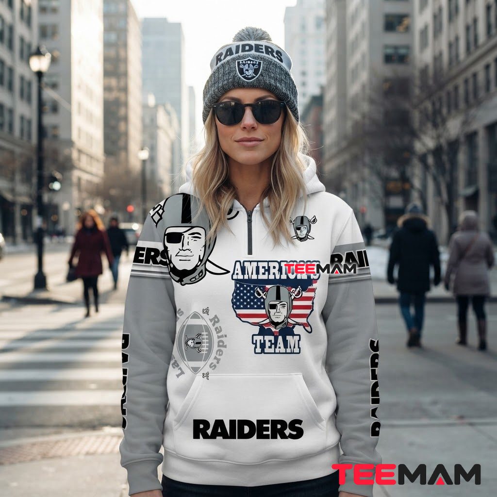 Las Vegas Raiders 3D Hoodie America's Team USA Map Back Las Vegas Raiders 3D Hoodie America's Team USA Map Back