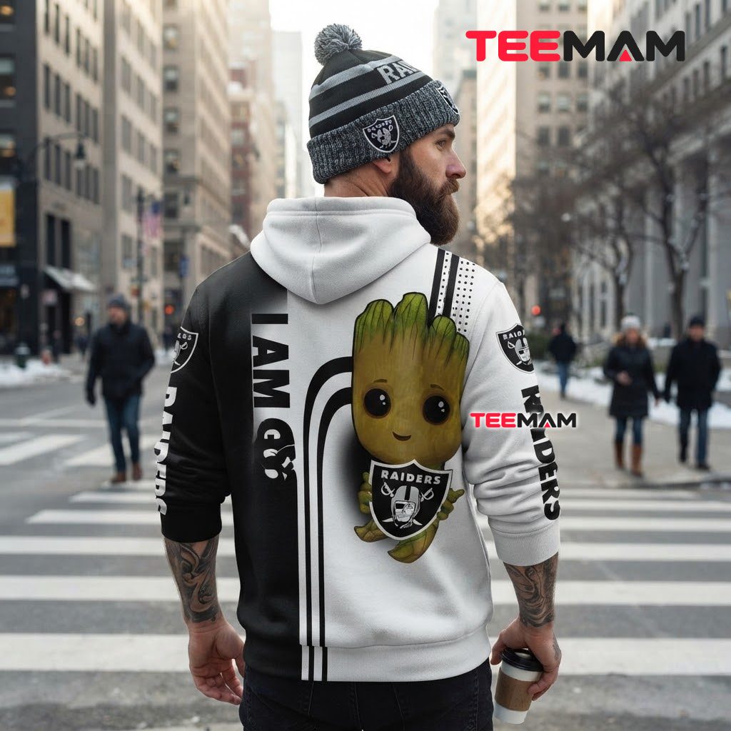 Las Vegas Raiders 3D Hoodie Baby Groot I Am Version 3 Las Vegas Raiders 3D Hoodie Baby Groot I Am Version 3