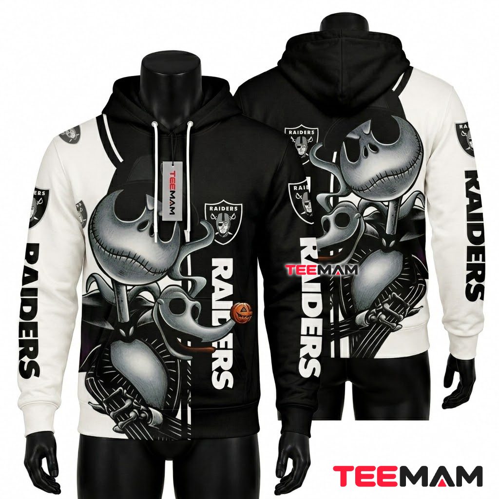 Las Vegas Raiders 3D Hoodie Jack Skellington Halloween Pumpkin Front