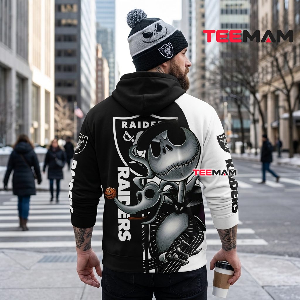 Las Vegas Raiders 3D Hoodie Jack Skellington Halloween Pumpkin Version 3 Las Vegas Raiders 3D Hoodie Jack Skellington Halloween Pumpkin Version 3