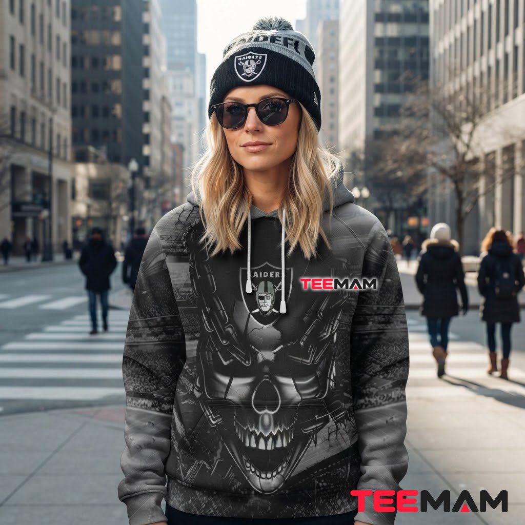 Las Vegas Raiders 3D Hoodie Metal Skull Stadium Back Las Vegas Raiders 3D Hoodie Metal Skull Stadium Back