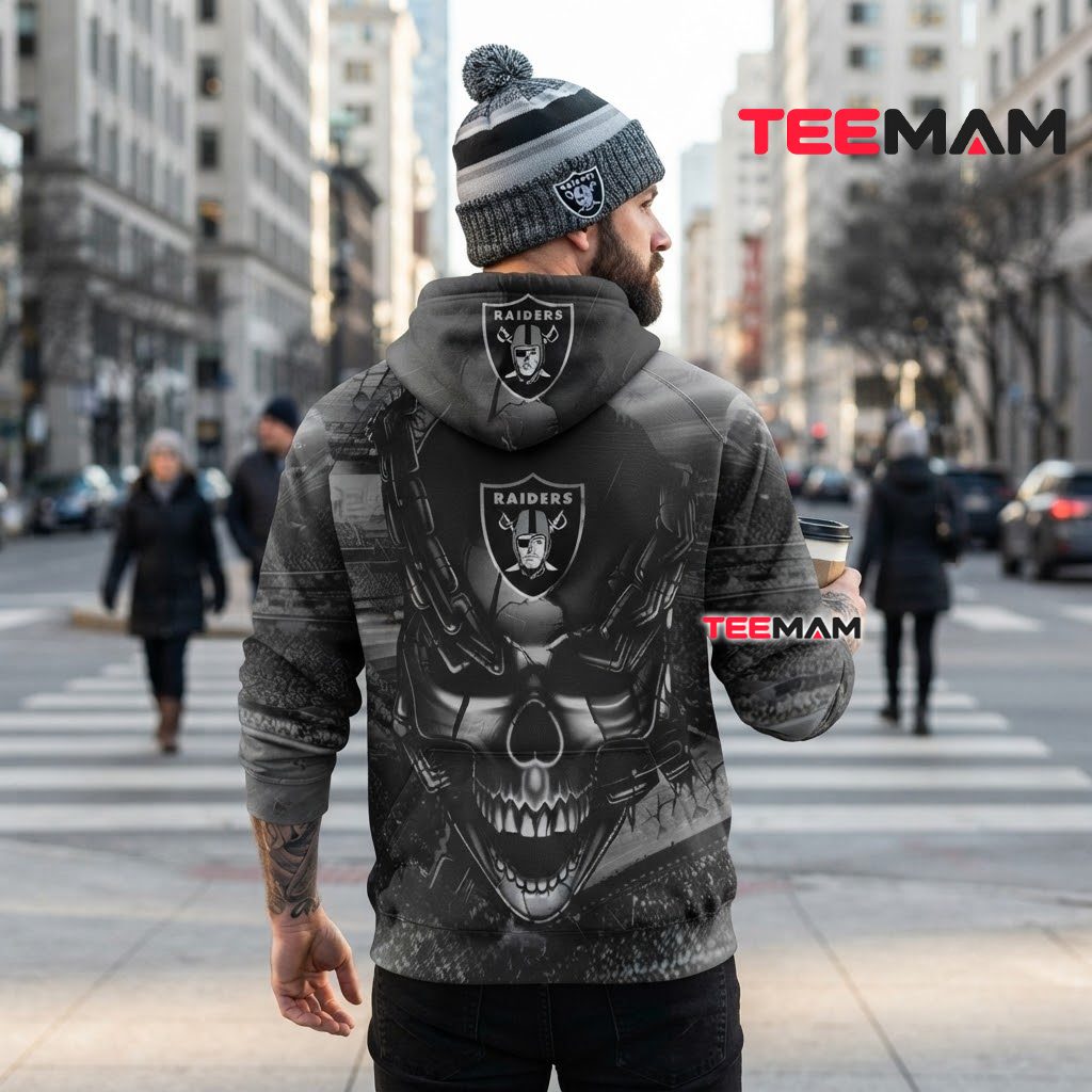 Las Vegas Raiders 3D Hoodie Metal Skull Stadium Version 3 Las Vegas Raiders 3D Hoodie Metal Skull Stadium Version 3
