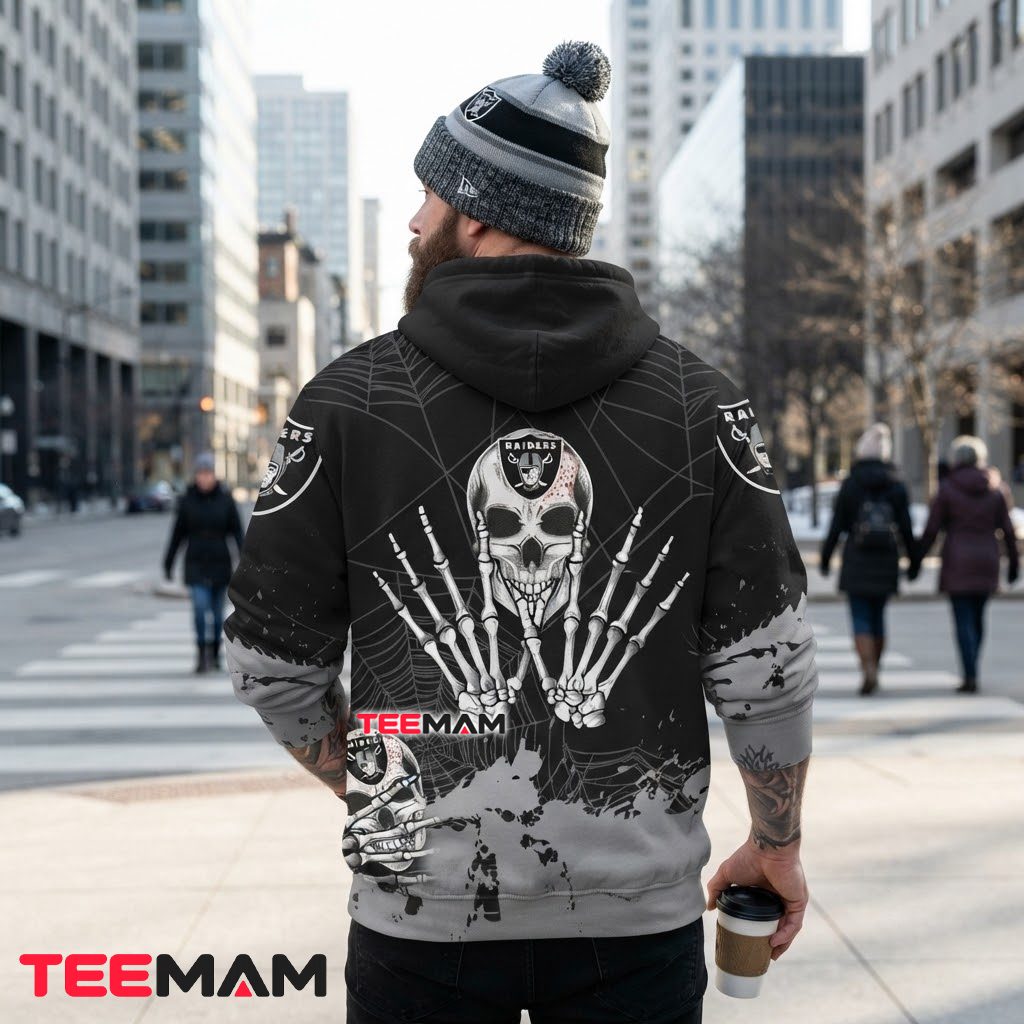 Las Vegas Raiders 3D Hoodie Skeleton Hand Spider Web Version 3 Las Vegas Raiders 3D Hoodie Skeleton Hand Spider Web Version 3