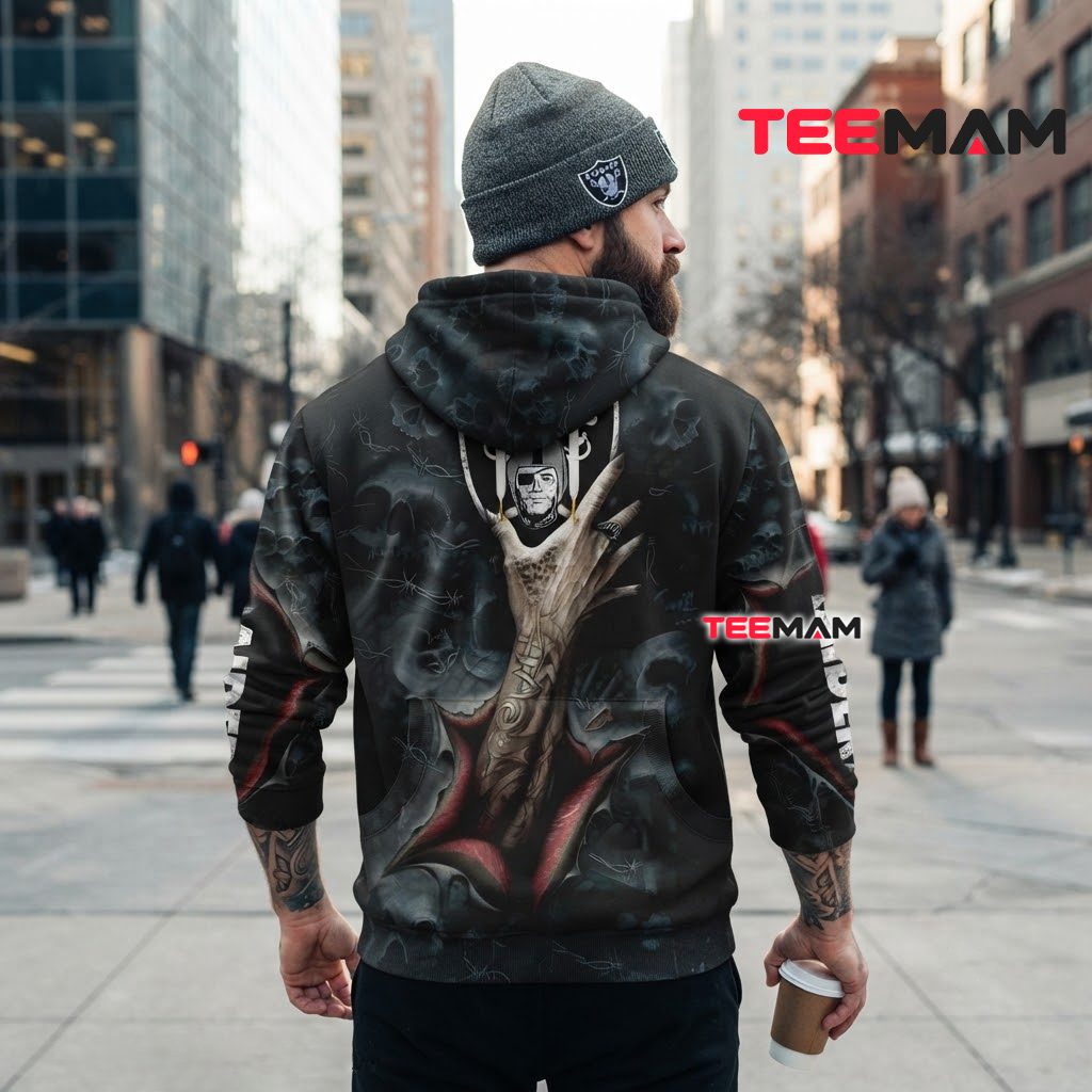 Las Vegas Raiders 3D Hoodie Skull Zombie Hand Ripped Version 3 Las Vegas Raiders 3D Hoodie Skull Zombie Hand Ripped Version 3