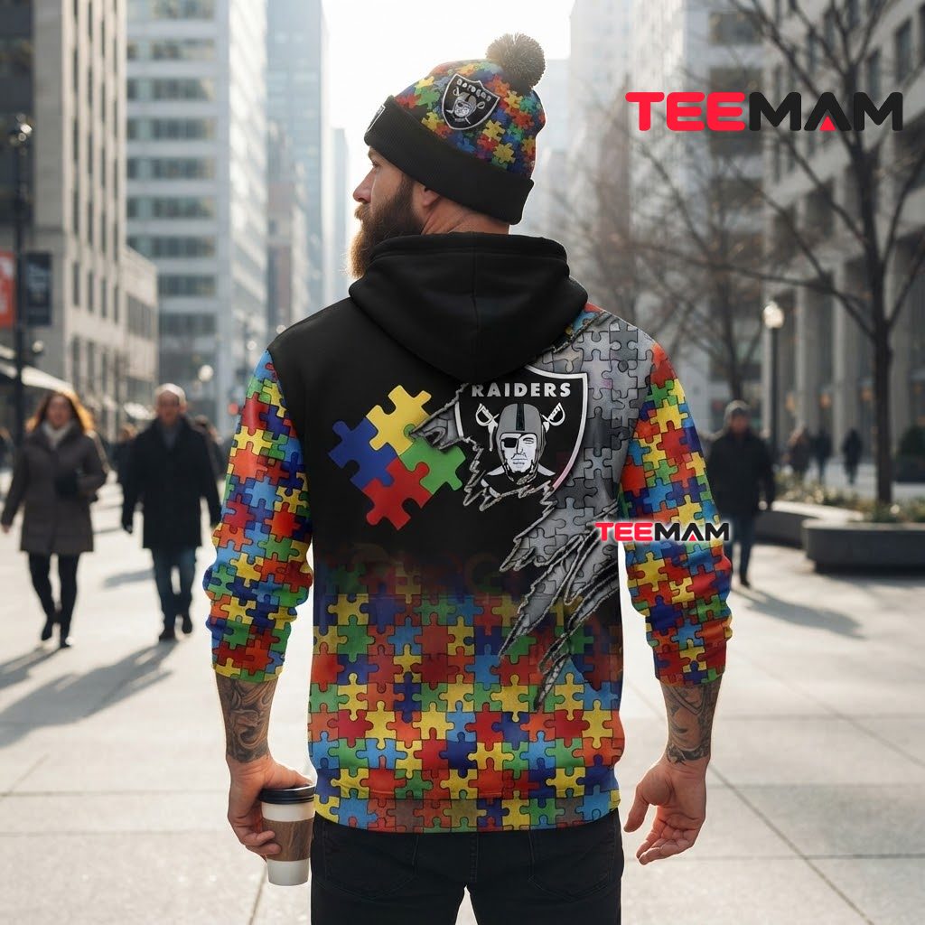 Las Vegas Raiders All Over Print 3D Hoodie Autism Awareness Puzzle Piece Version 3 Las Vegas Raiders All Over Print 3D Hoodie Autism Awareness Puzzle Piece Version 3