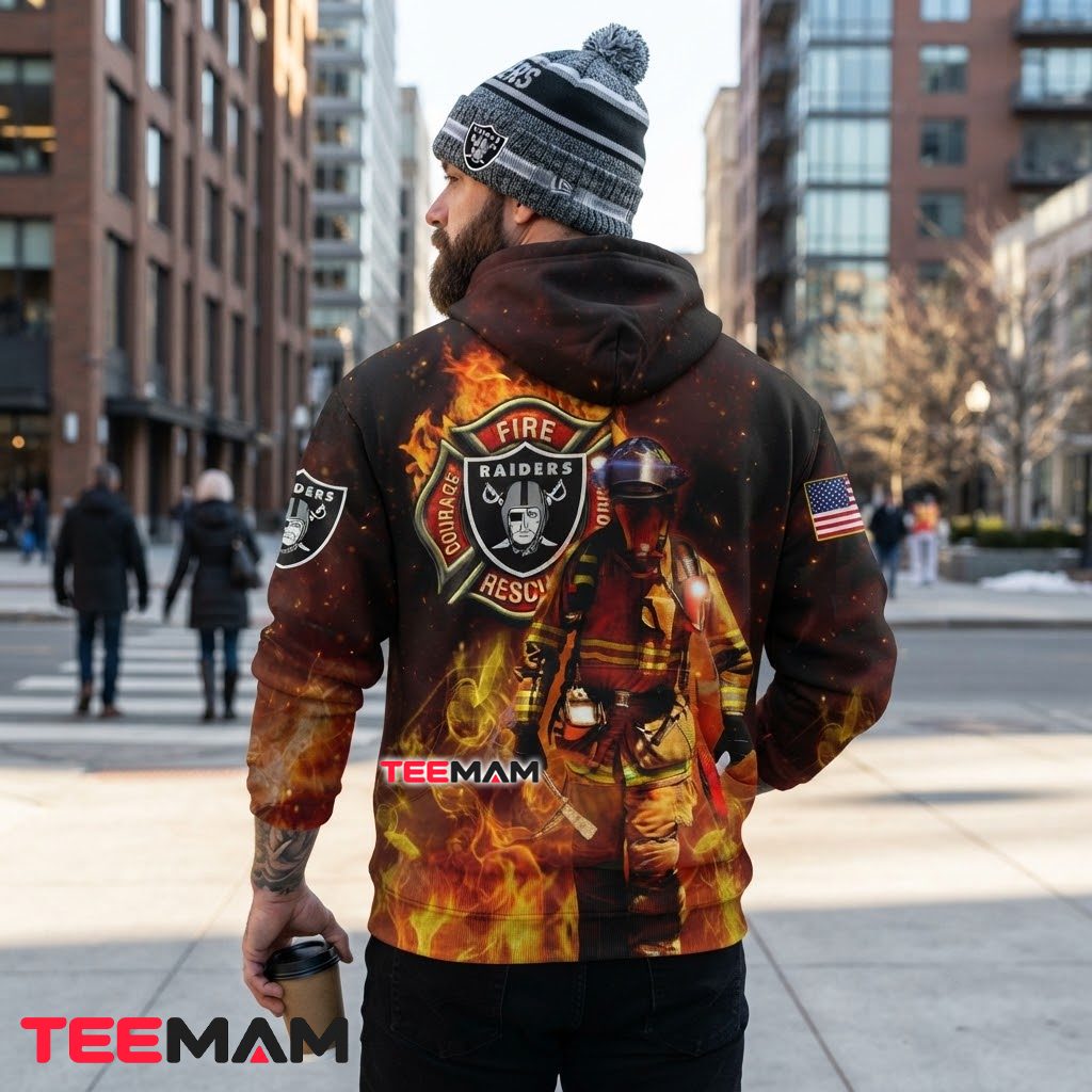 Las Vegas Raiders All Over Print 3D Hoodie Firefighter Rescue Flame Version 3 Las Vegas Raiders All Over Print 3D Hoodie Firefighter Rescue Flame Version 3