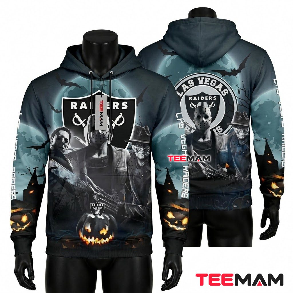 Las Vegas Raiders All Over Print 3D Hoodie Horror Movie Villains Halloween Front