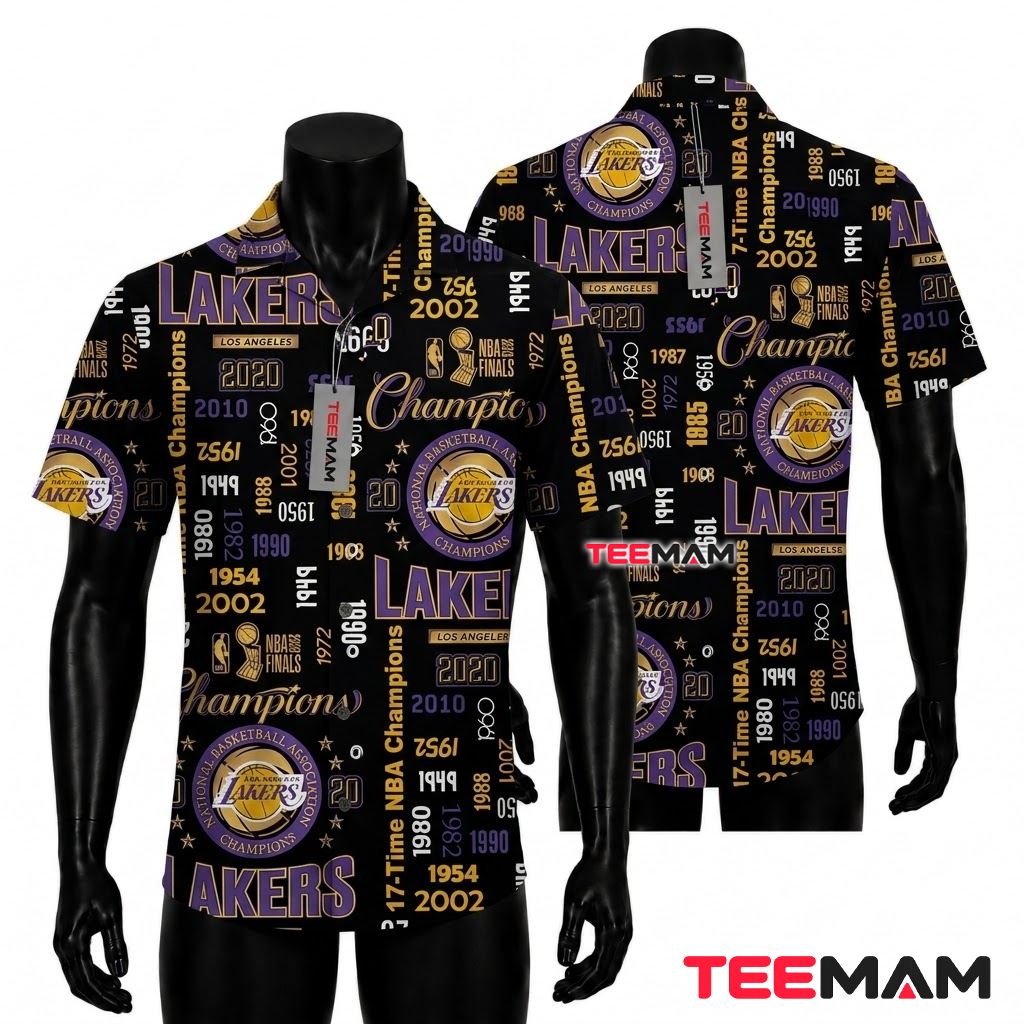 Los Angeles Lakers Aloha Shirt Championship Years Front
