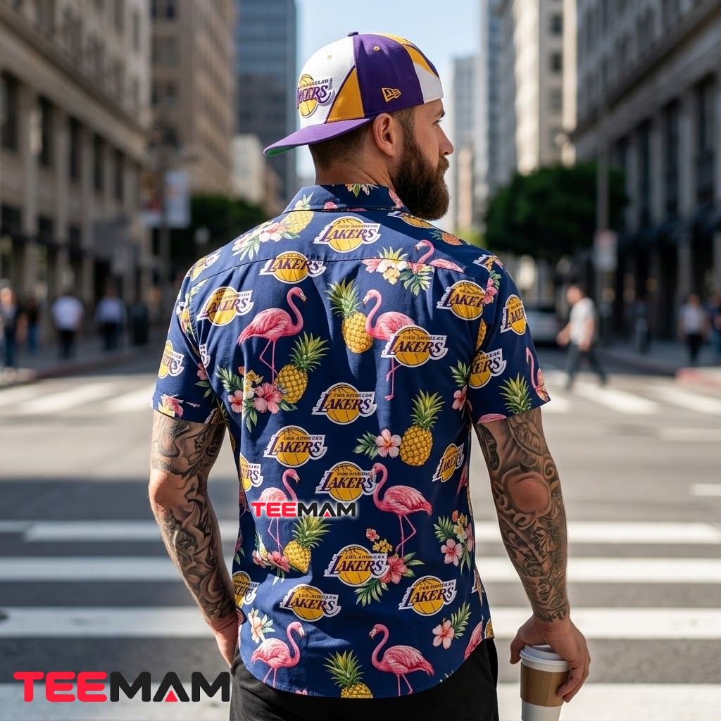 Los Angeles Lakers Hawaiian Shirt Flamingo Pineapple Version 3 Los Angeles Lakers Hawaiian Shirt Flamingo Pineapple Version 3