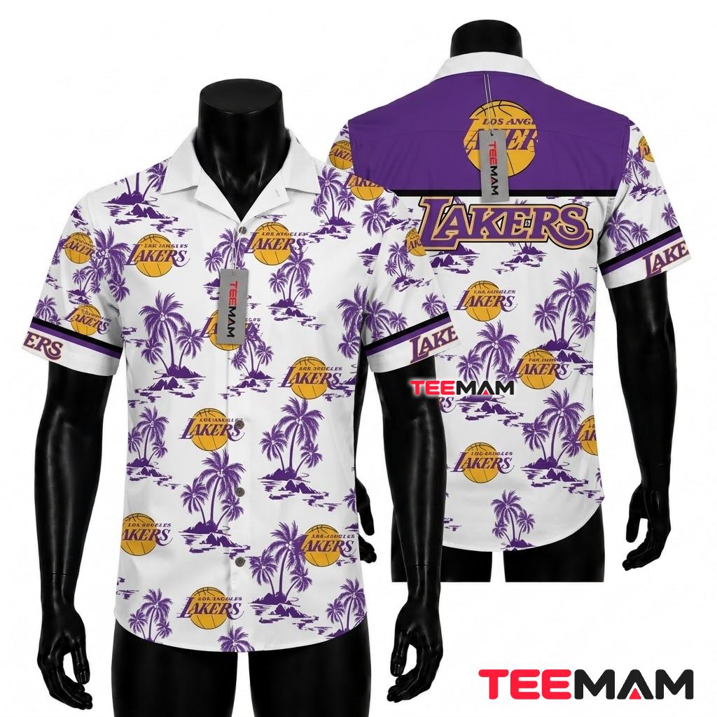 Los Angeles Lakers Hawaiian Shirt Island Palm Front