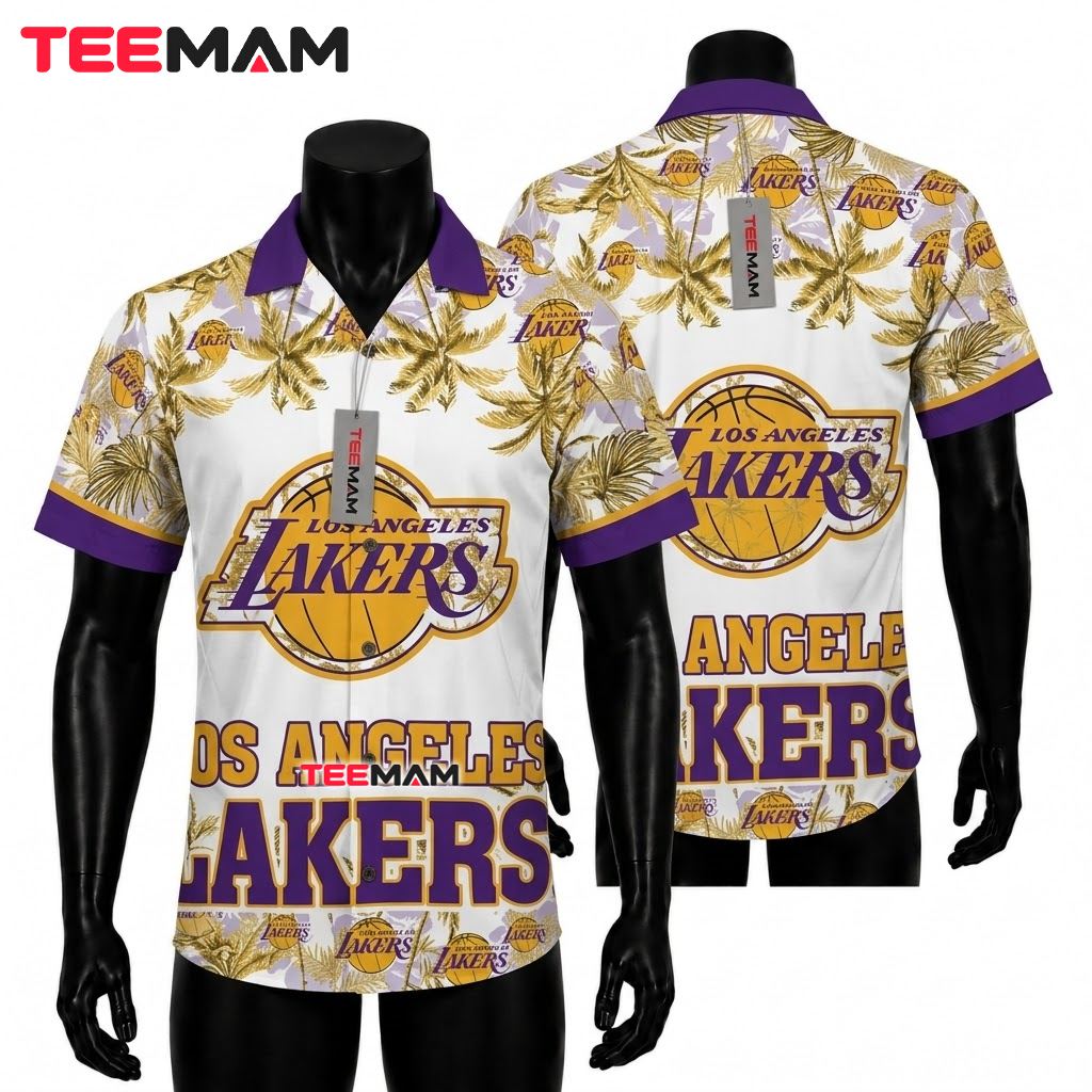 Los Angeles Lakers Tropical Shirt Golden Leaves Front