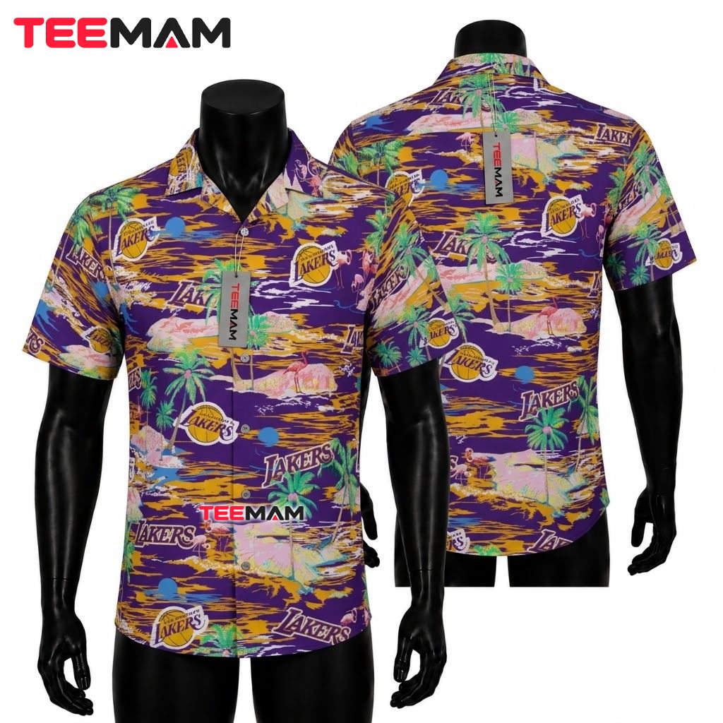 Los Angeles Lakers Tropical Shirt Retro Island Front