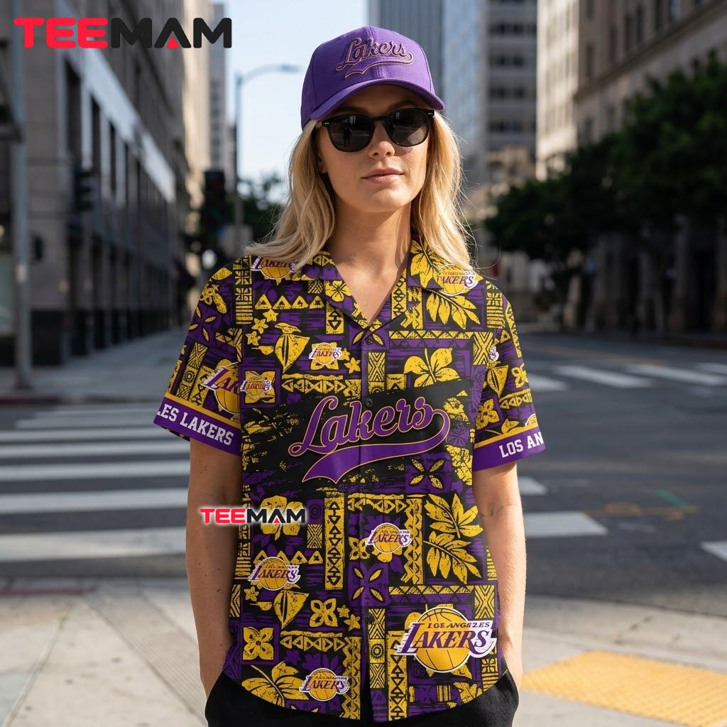 Los Angeles Lakers Tropical Shirt Tribal Tiki Back Los Angeles Lakers Tropical Shirt Tribal Tiki Back