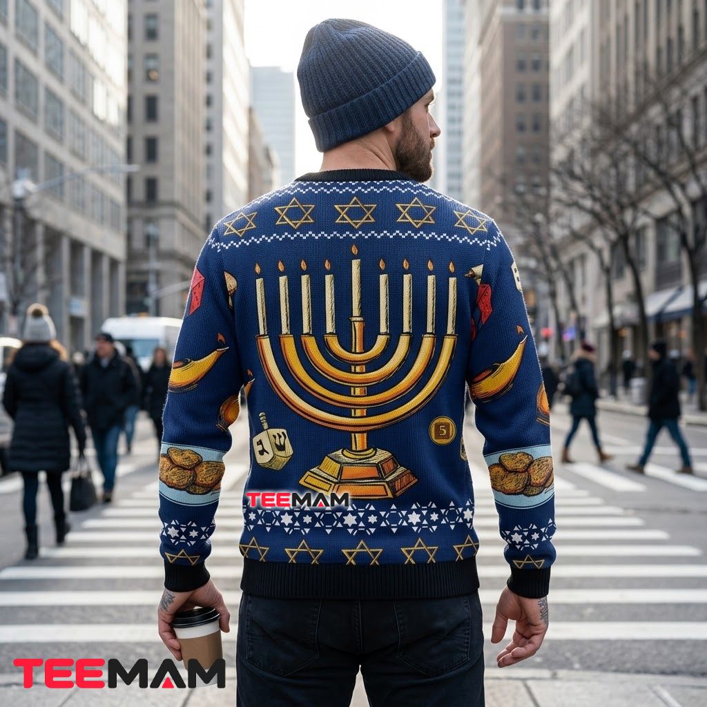 Menorah Ugly Christmas Sweater Hanukkah Star David Version 3 Menorah Ugly Christmas Sweater Hanukkah Star David Version 3