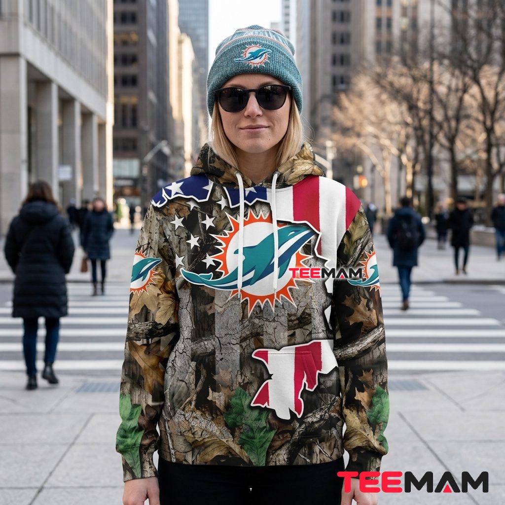 Miami Dolphins 3D Hoodie Realtree Camo USA Flag Back Miami Dolphins 3D Hoodie Realtree Camo USA Flag Back