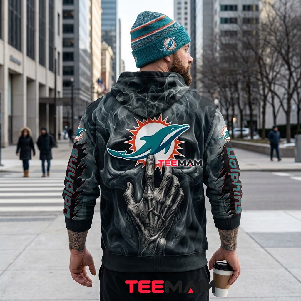 Miami Dolphins 3D Hoodie Skull Hand Horror Version 3 Miami Dolphins 3D Hoodie Skull Hand Horror Version 3