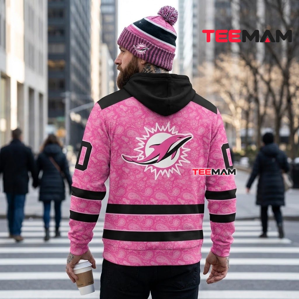 Miami Dolphins All Over Print 3D Hoodie Pink Paisley Jersey Version 3 Miami Dolphins All Over Print 3D Hoodie Pink Paisley Jersey Version 3
