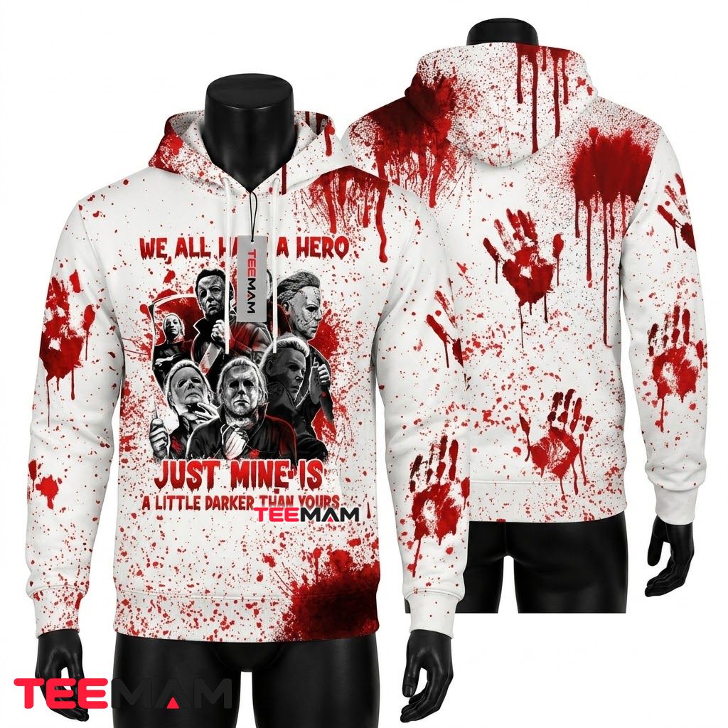 Michael Myers 3D Hoodie Bloody Hand Halloween Design Front
