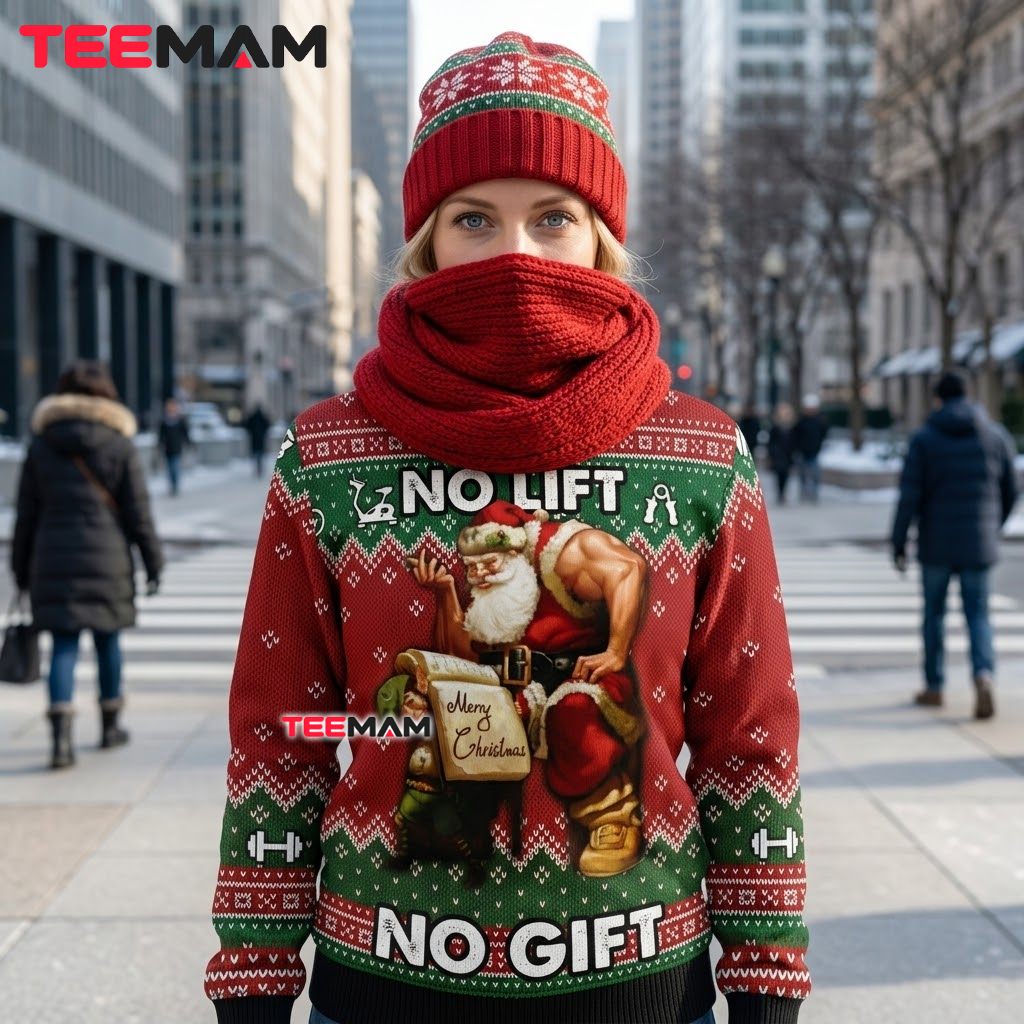 Muscle Santa Ugly Christmas Sweater Gym Funny Back Muscle Santa Ugly Christmas Sweater Gym Funny Back