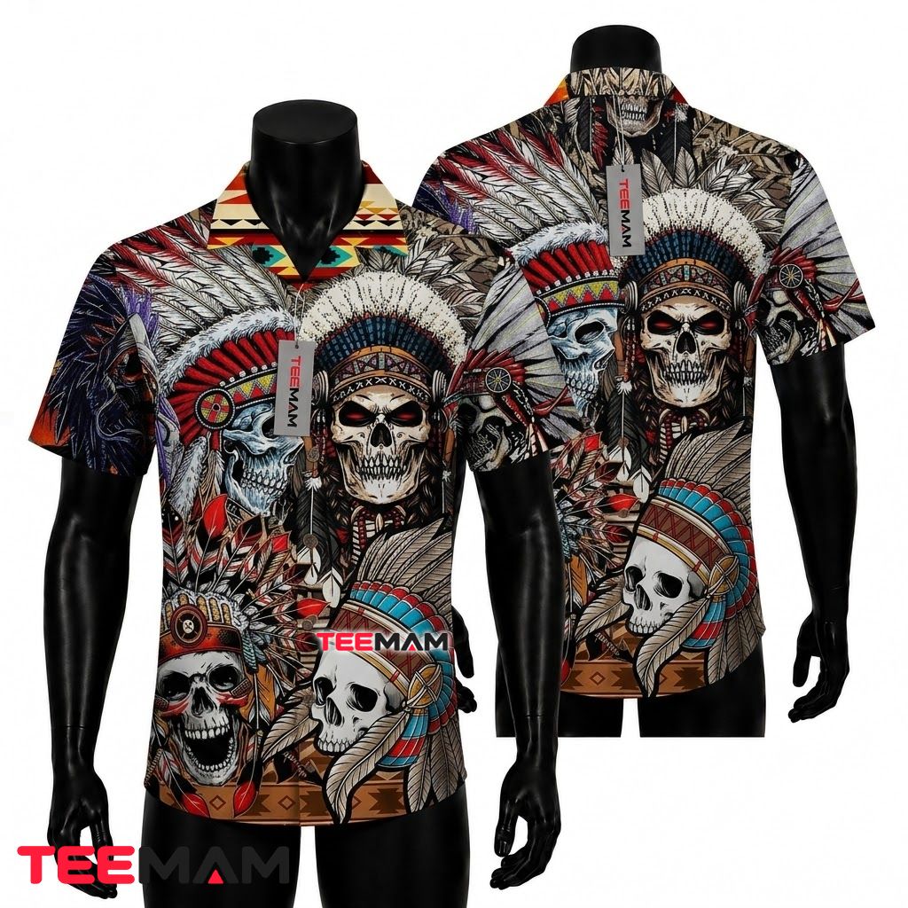 Native American Skull Halloween Hawaiian Shirt