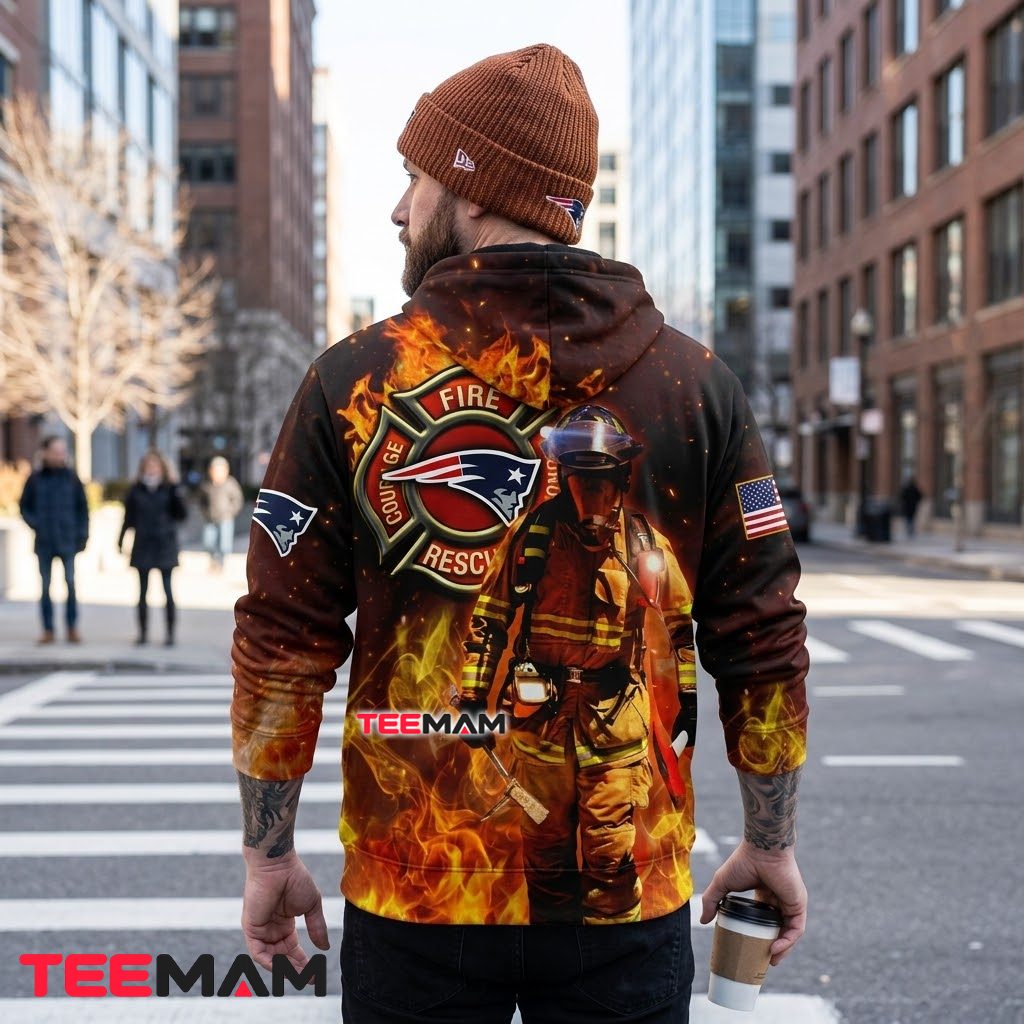 New England Patriots 3D Hoodie Firefighter Rescue Flame Version 3 New England Patriots 3D Hoodie Firefighter Rescue Flame Version 3