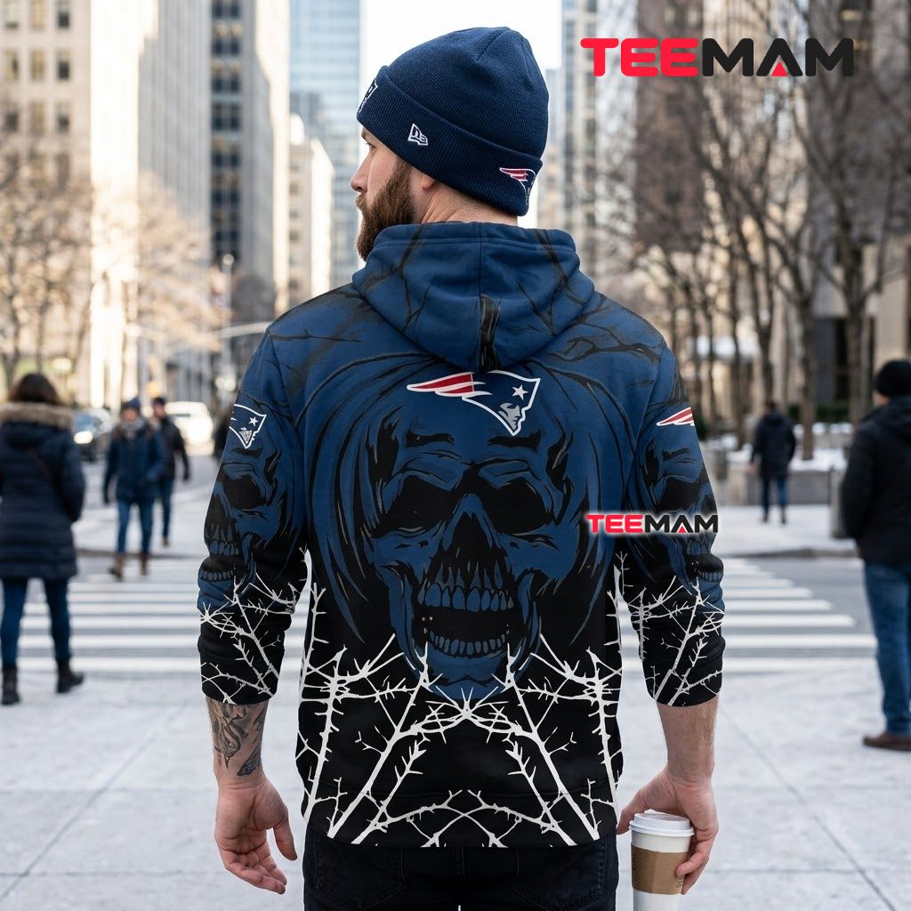 New England Patriots 3D Hoodie Skull Barbed Wire Version 3 New England Patriots 3D Hoodie Skull Barbed Wire Version 3
