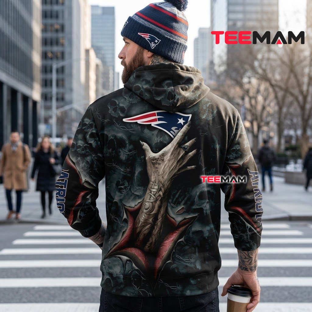 New England Patriots 3D Hoodie Skull Zombie Hand Horror Version 3 New England Patriots 3D Hoodie Skull Zombie Hand Horror Version 3