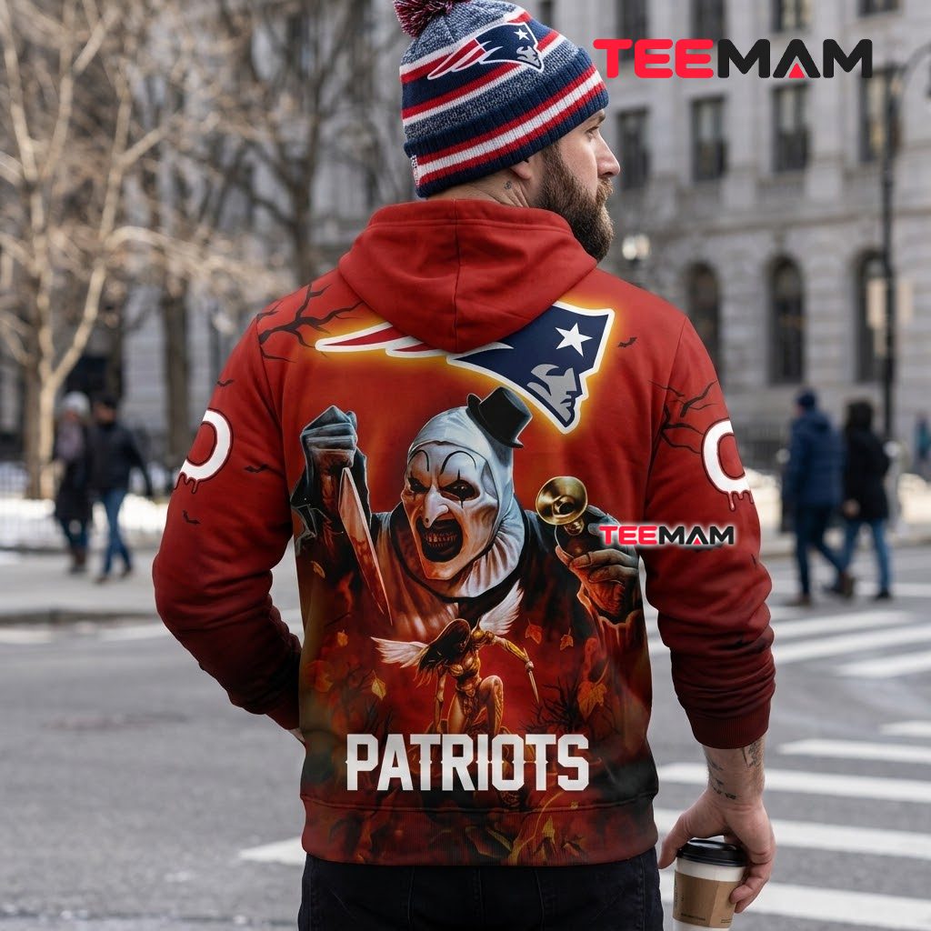New England Patriots All Over Print 3D Hoodie Art The Clown Halloween Version 3 New England Patriots All Over Print 3D Hoodie Art The Clown Halloween Version 3