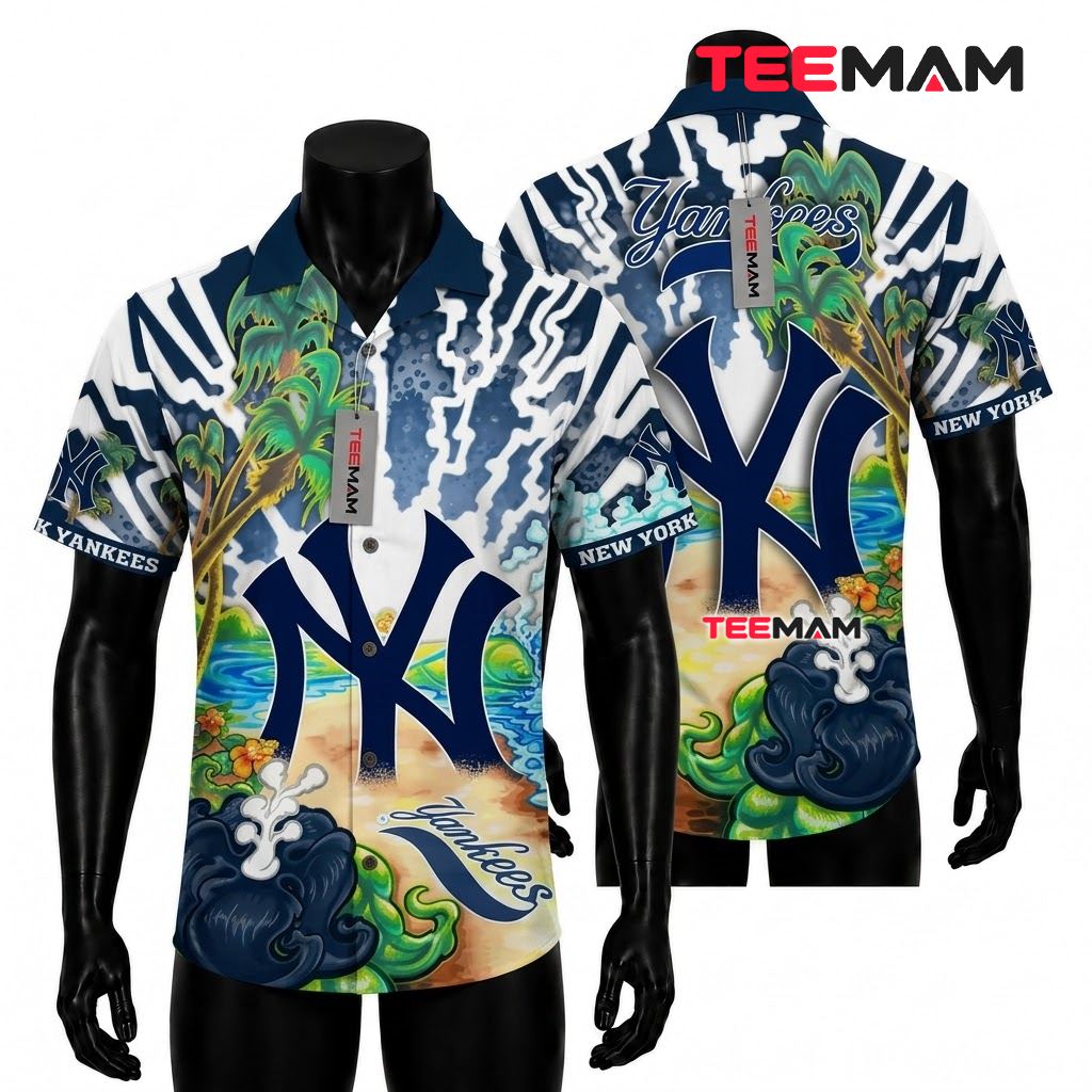 New York Yankees Tropical Shirt Psychedelic Wave
