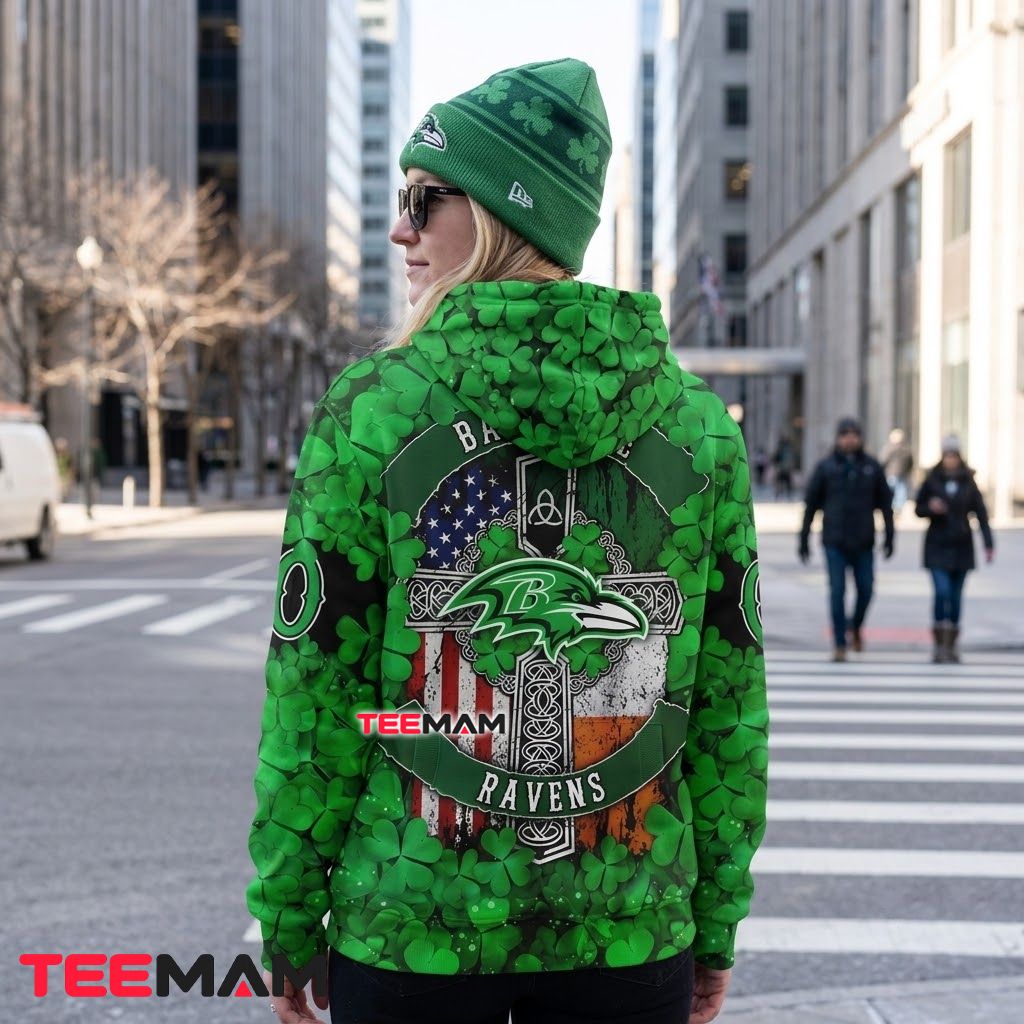 Personalized Baltimore Ravens All Over Print 3D Hoodie St. Patrick Celtic Cross Version 3 Personalized Baltimore Ravens All Over Print 3D Hoodie St. Patrick Celtic Cross Version 3