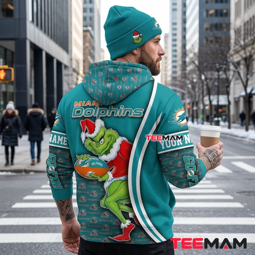 Personalized Miami Dolphins 3D Hoodie Grinch Christmas Version 3 Personalized Miami Dolphins 3D Hoodie Grinch Christmas Version 3