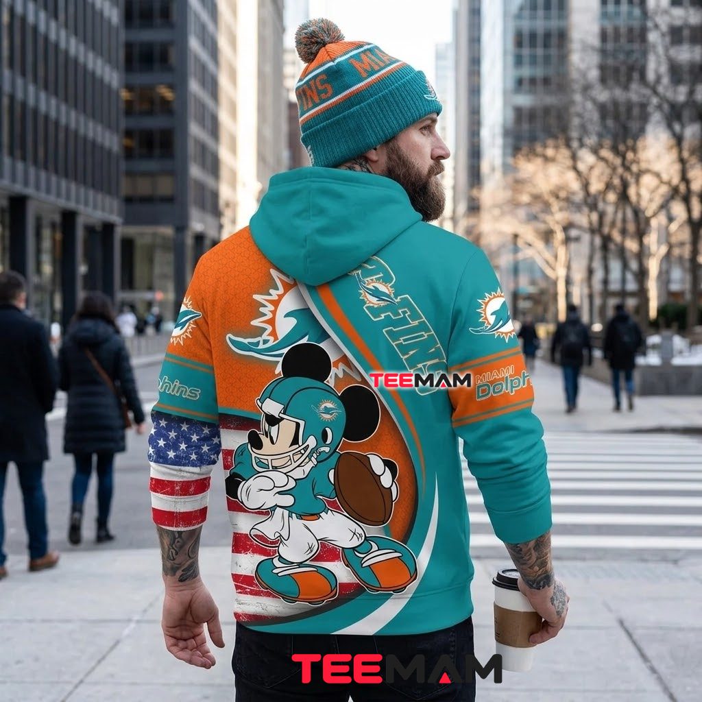 Personalized Miami Dolphins All Over Print 3D Hoodie Mickey Mouse Version 3 Personalized Miami Dolphins All Over Print 3D Hoodie Mickey Mouse Version 3